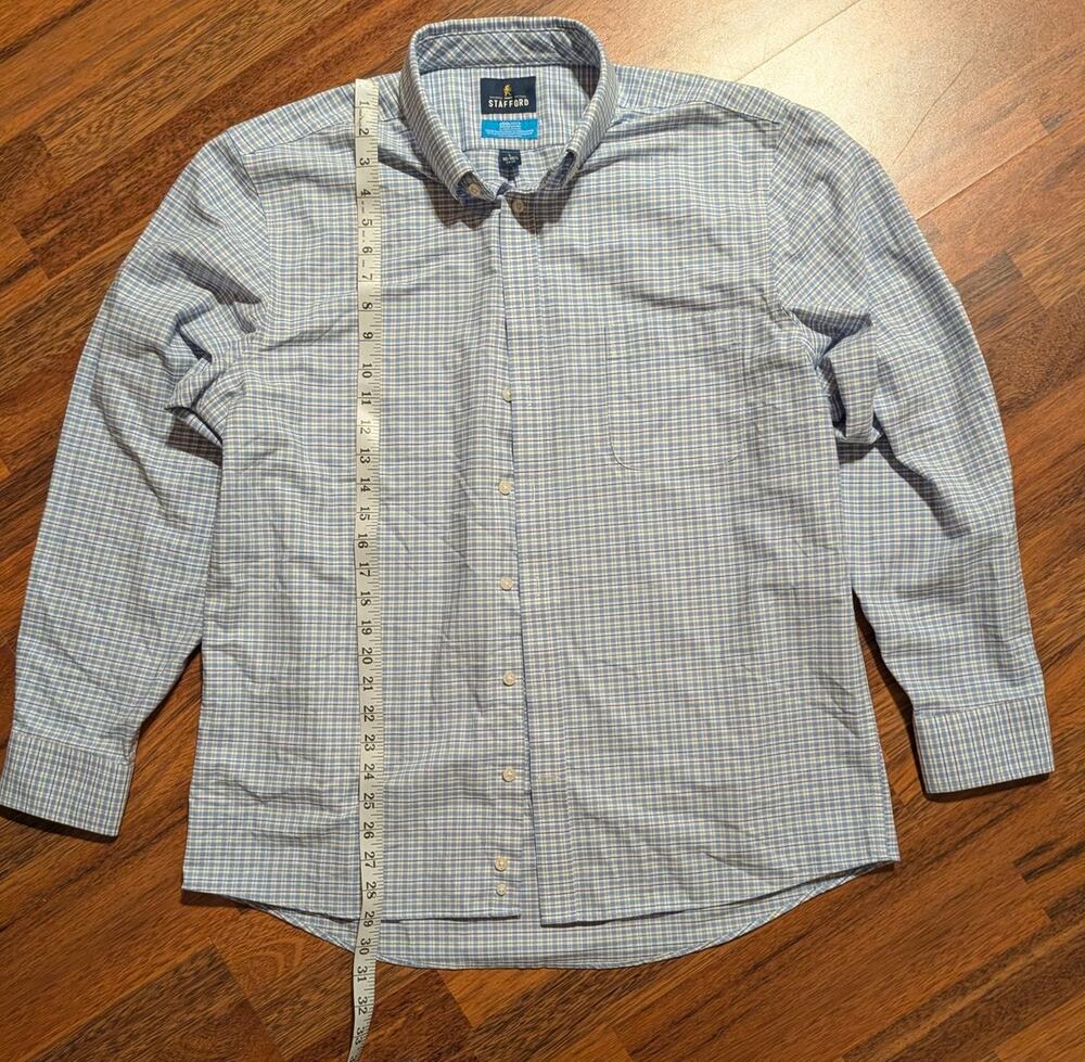 Stafford Tailored Culture Cool Max Mens Large Reg Fit Button Up Plaid Pattern
